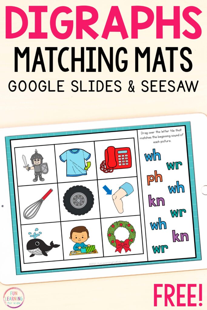 Free digital digraphs reading activity for Seesaw and Google Slides.