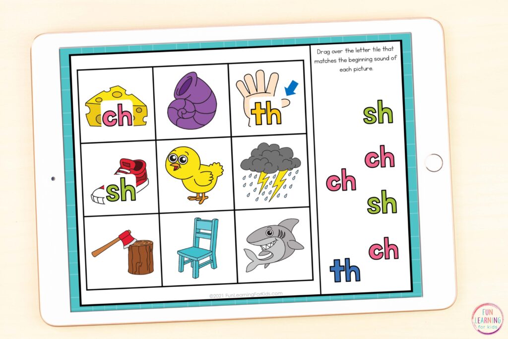 Free digraphs phonics activity for Seesaw and Google Slides.