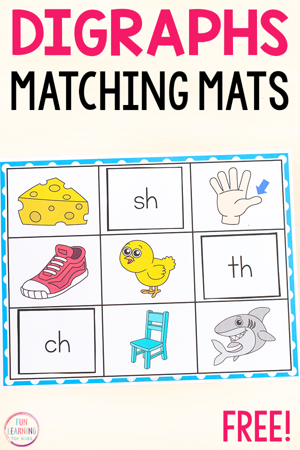 Free printable digraphs activity for literacy centers in first grade or second grade.