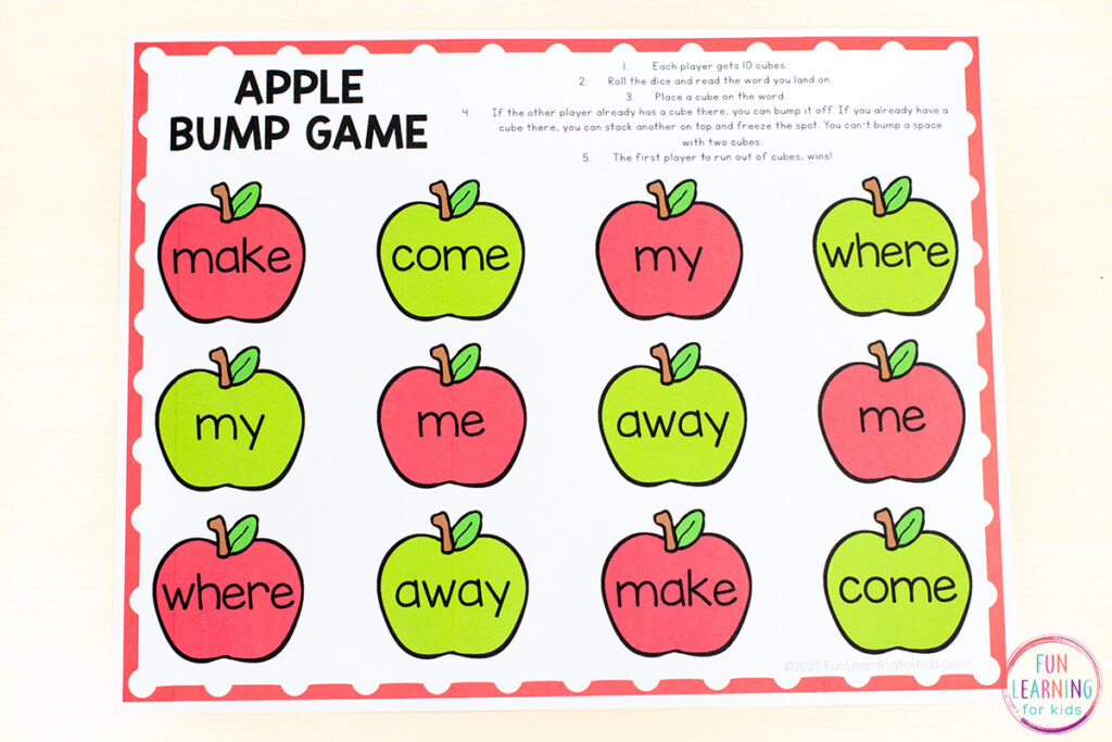Editable bump game for sight words, CVC words, phonics skills, reading instruction and more!