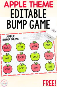 Editable bump game with a fall apple theme.