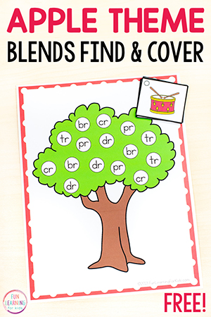 Apple Tree Find and Cover the Blends Free Printable Mats