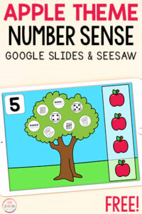 Apple theme number identification and counting activity for learning number sense.
