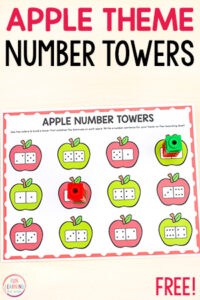 Apple theme number sense math activity.