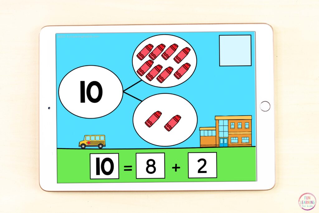 A free activity to practice composing and decomposing numbers to ten while using Seesaw and Google Slides.