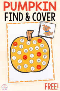 Pumpkin find and cover the letters beginning sounds activity.