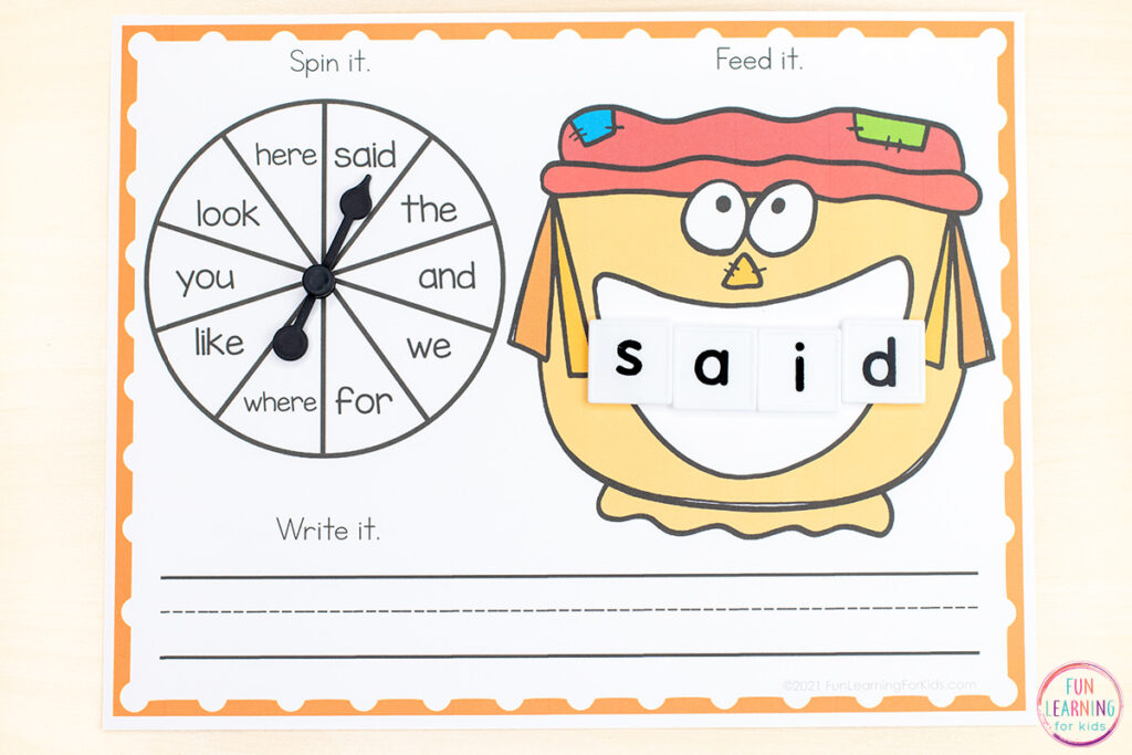 Free printable fall literacy and math center activity that you can edit and use for a variety of skills.