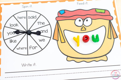 Editable Scarecrow Spin and Build Word Work Printable Mats