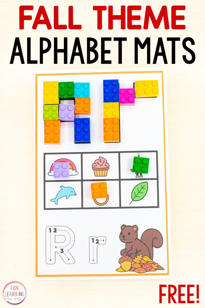 Tapetes de atividades de alfabeto de queda livre para reconhecimento de letras, formação de letras, sons de letras iniciais e habilidades motoras finas.