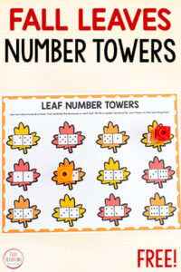 Fall theme number tower mats math activity.