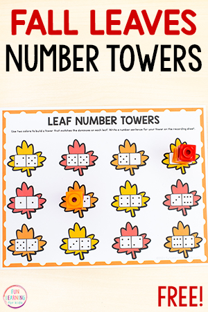 Fall Leaf Number Towers Free Printable Math Activity