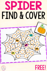 Spider theme find and cover the letters alphabet activity.