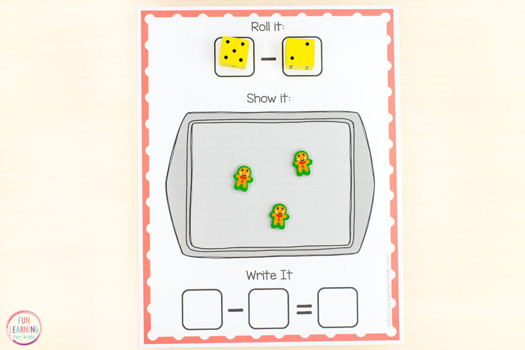 Printable addition and subtraction mats for your gingerbread theme math lessons.