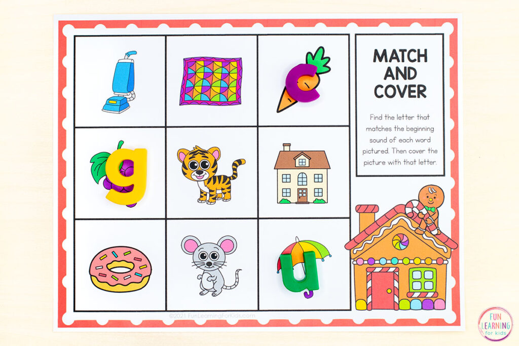 A fun gingerbread theme letter sounds activity for preschool and kindergarten.