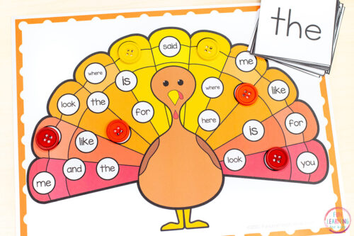Turkey Find and Cover the Word Free Printable Mats