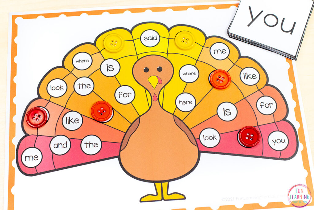 Free printable turkey theme mats that you can edit and use to work on sight words, spelling words, numbers, letters and more.