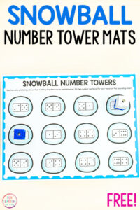 A fun snowball number tower mats for learning math in a fun way.