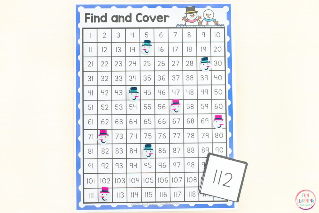 Develop number sense skills with this fun, hands-on 120 chart math activity for first grade math centers.