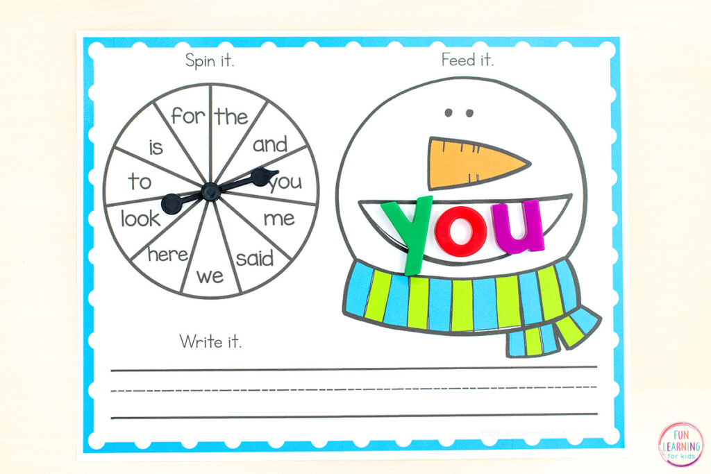 A fun editable snowman theme activity for your winter literacy and math lesson plans.