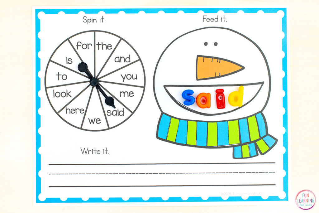 A free printable and editable snowman literacy and math morning bins activity or small group activity.