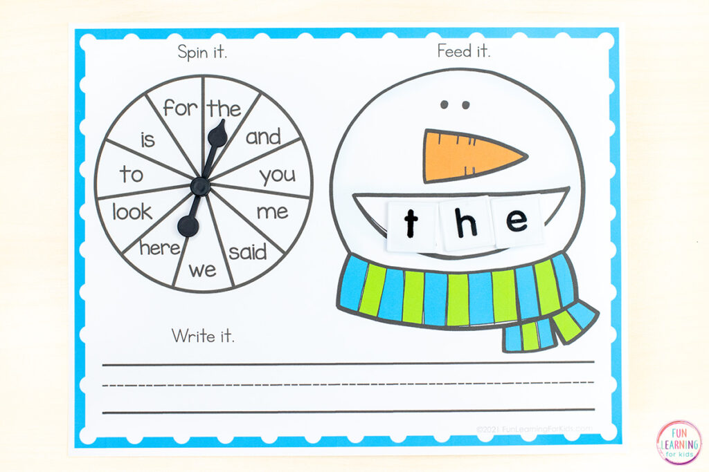 A fun snowman math or literacy activity for preschool, kindergarten and first grade.