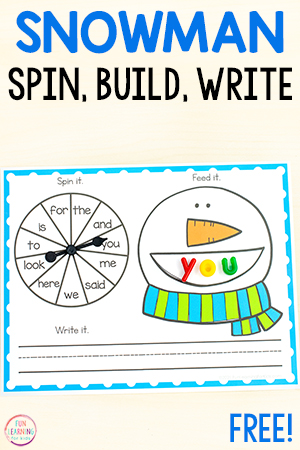 Editable Snowman Spin and Build Word Work Mats