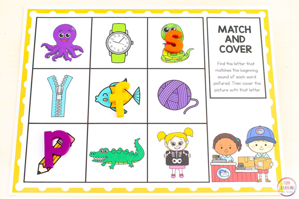 A fun community helpers theme activity for alphabet centers in preschool and kindergarten.