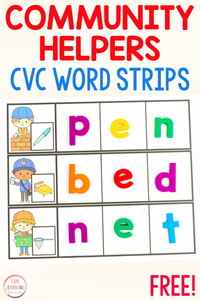 Free CVC word work activity for students who are learning to read and spell CVC words.