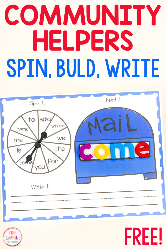 These mail carrier themed word work mats are perfect for your community helpers theme lesson plans.