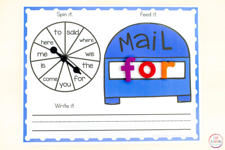 Editable Mailbox Spin and Build Mats Word Work Printable