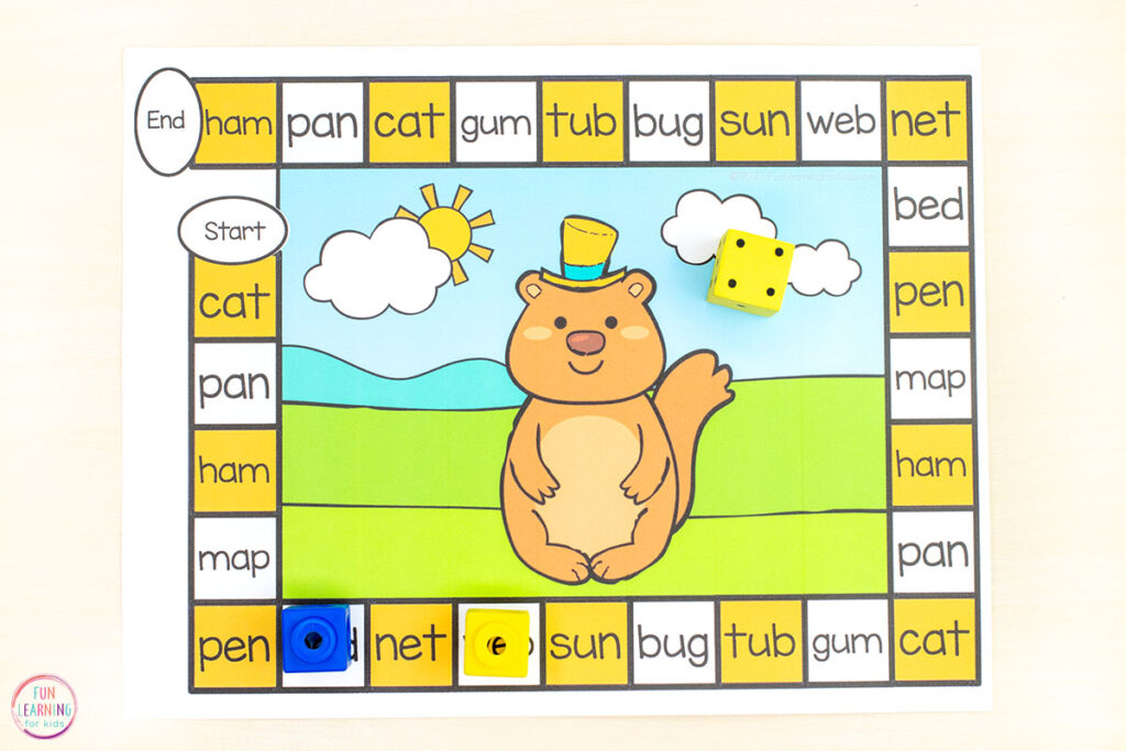 Printable and editable groundhog theme board game to add to your Groundhog Day activities.