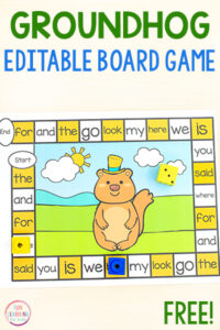 Free printable Groundhog Day editable board game for kids.