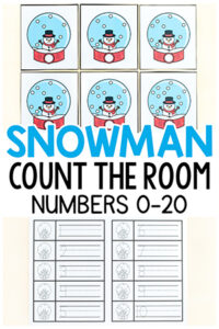 Snowman count the room math activity.