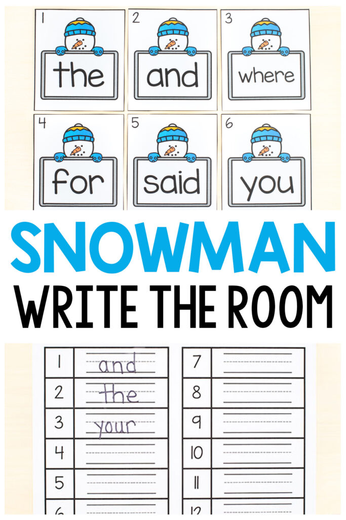 Editable snowman write the room activity for a variety of word work this winter. 