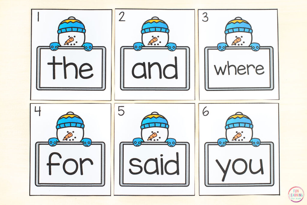 Editable snowman theme write the room activity for winter word work.