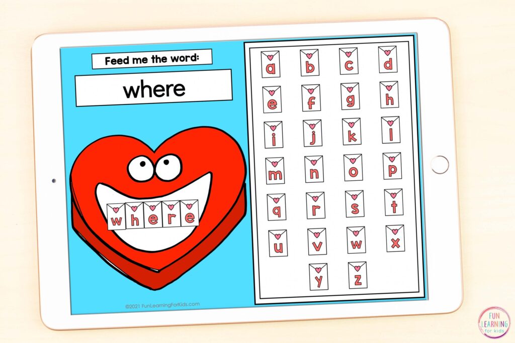A Valentine's Day digital word work activity for your literacy centers.