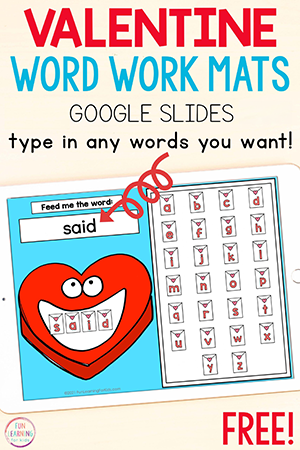 Digital Feed the Heart Words Activity for Kindergarten