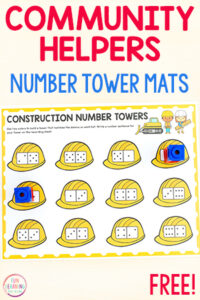 Community helpers theme number sense learning activity for kids.