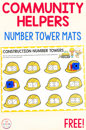 Construction Number Towers Free Printable Math Activity