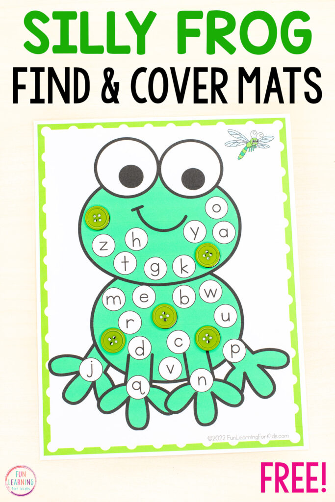 Frog find and cover beginning sounds letter mats for preschool, pre-k, and kindergarten alphabet centers or literacy centers.