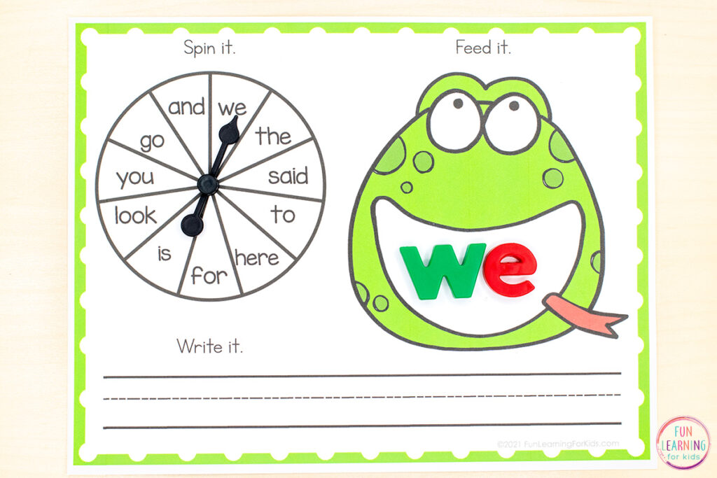Frog theme editable word work activity for kids.