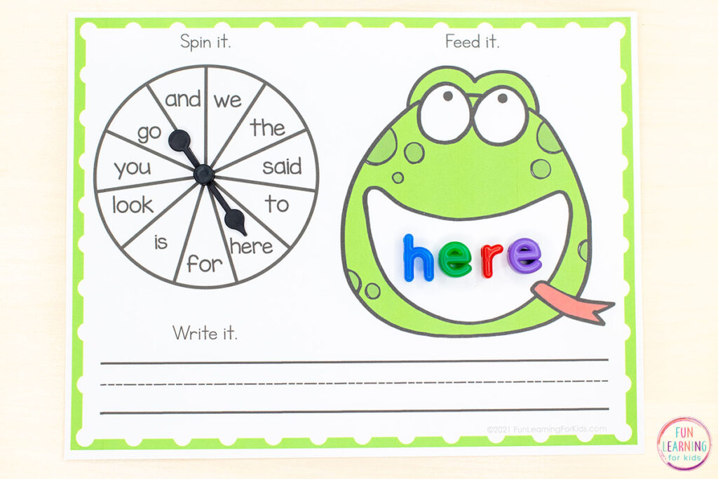 Free frog theme word work activity for your spring or pond habitat theme.