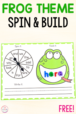 Editable Frog Spin and Build Mats Word Work Printable