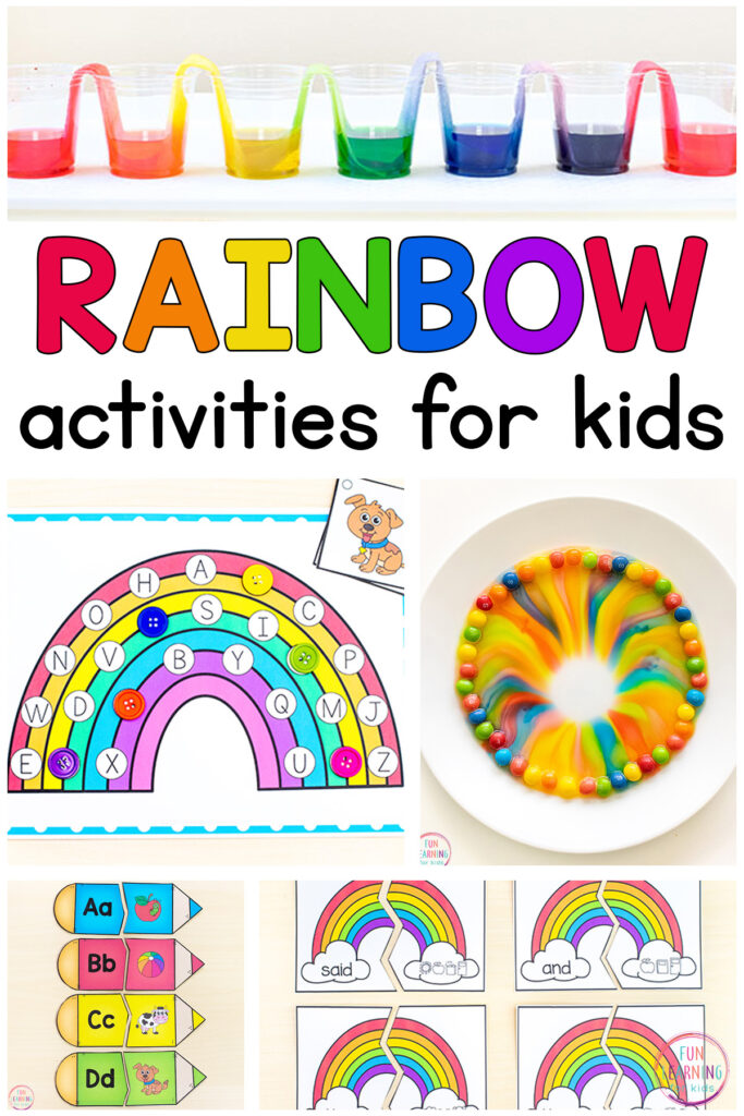 Free rainbow activities for kids. These are perfect for your rainbow theme literacy and math centers.