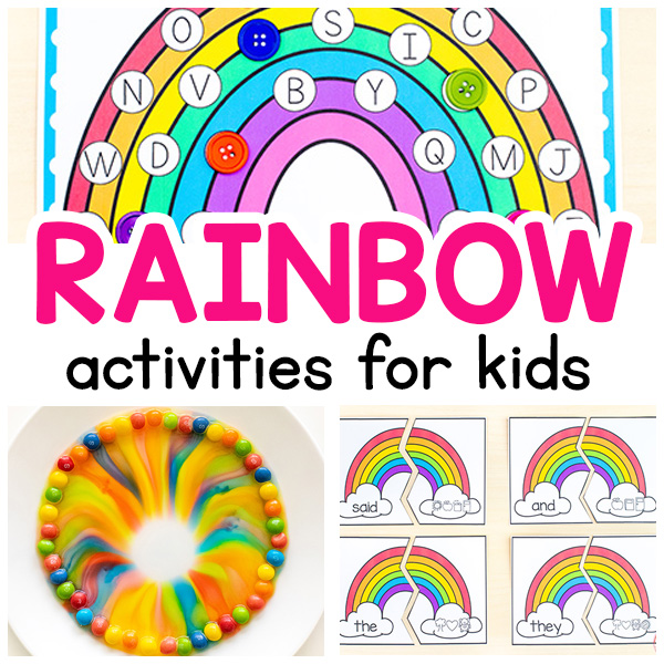 Free rainbow activities for kids in preschool and kindergarten.