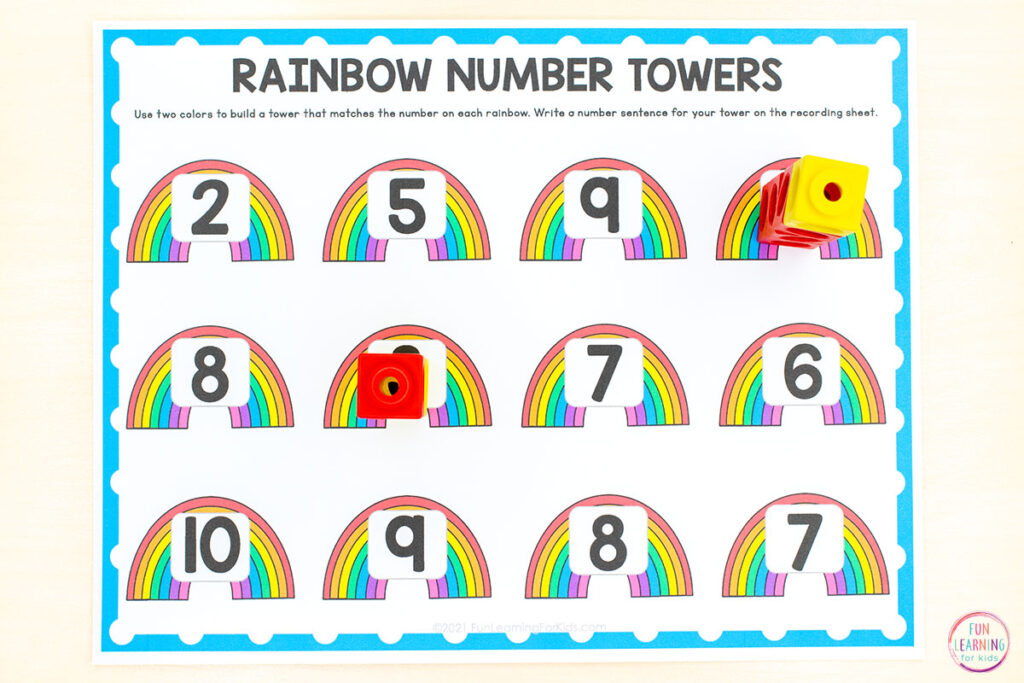 Rainbow math activity for developing number sense.