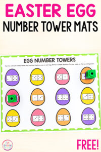 Easter egg number sense activity for kids in preschool and kindergarten.
