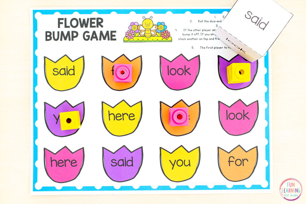 Free editable game for your spring flower theme literacy centers or small groups.