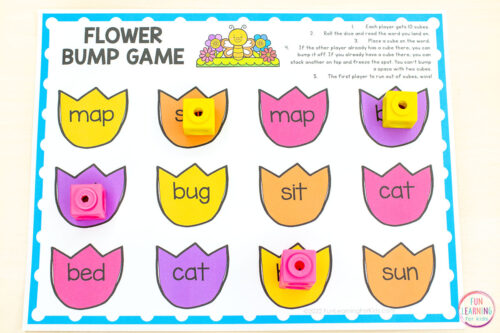 Editable Flower Bump Game Printable for Word Work
