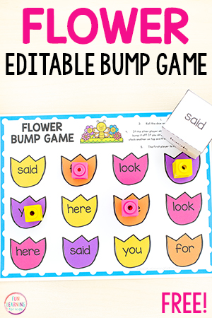 Editable Flower Bump Game Printable for Word Work